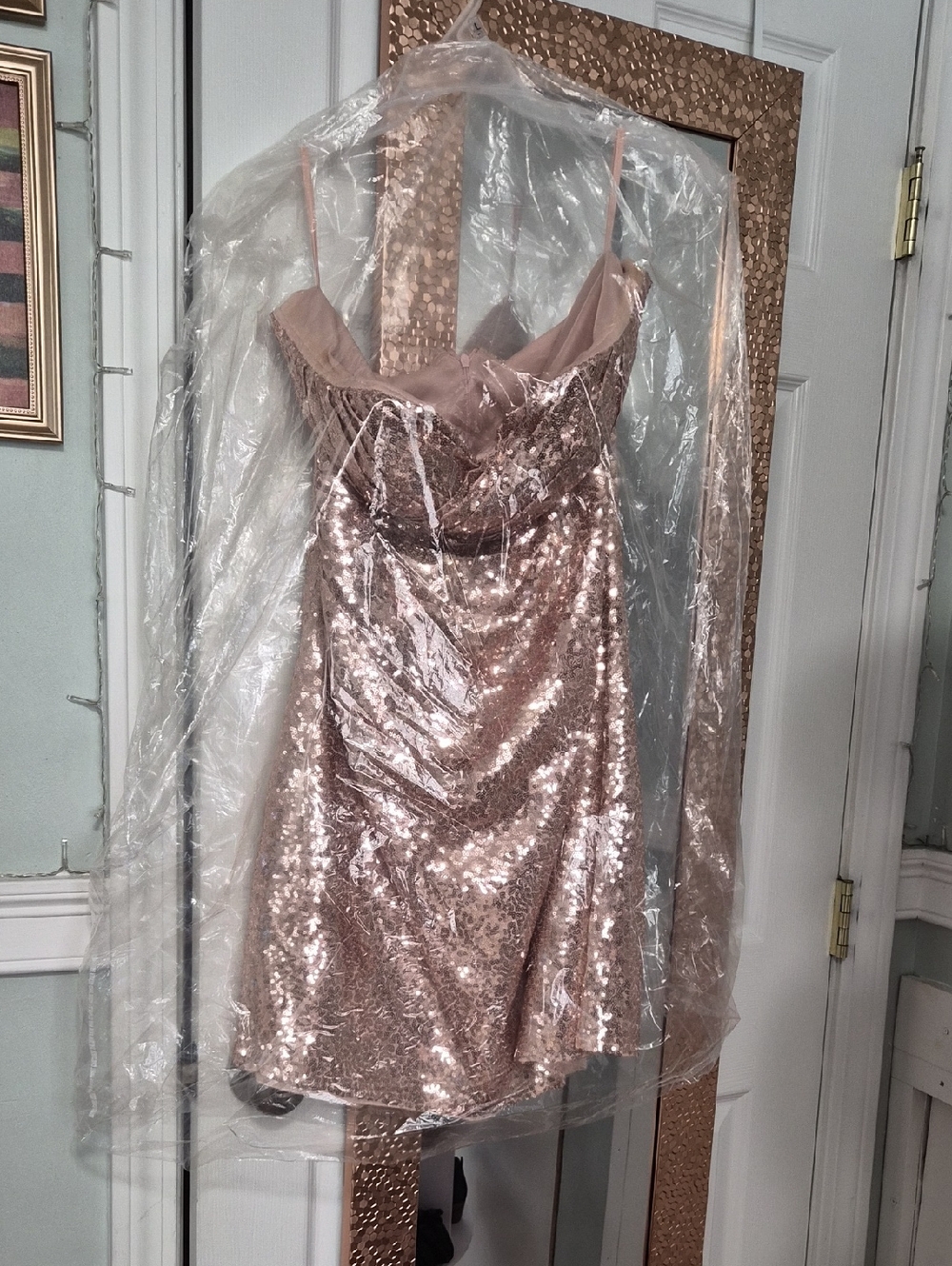 Stunning Rose Gold Sequin Mini Dress Size 10
